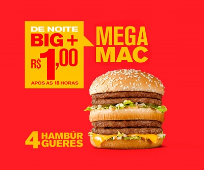 Mega Mac 4 Hambúrgueres - R$ 1,00